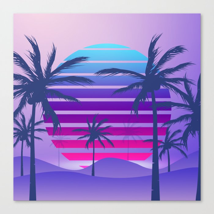 Sundown Purple Synthwave Canvas Print