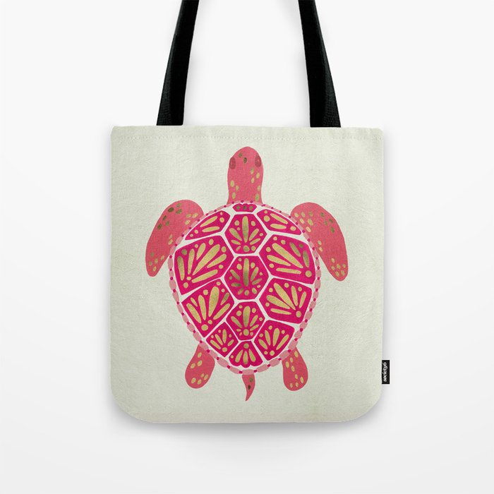 Sea Turtle in Pink & Gold Tote Bag