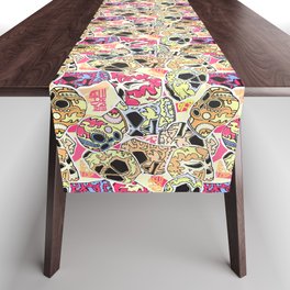 Day Of The Dead Stickers Table Runner