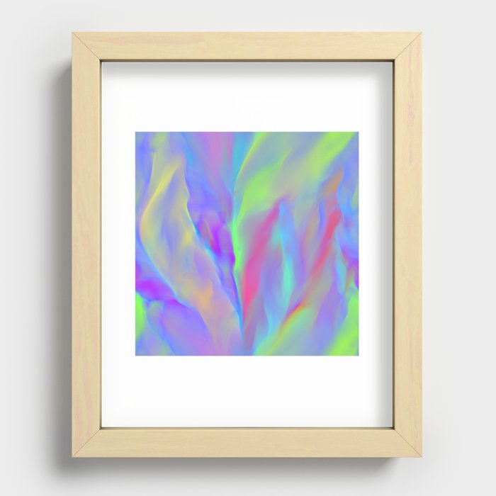 Neon Flow Nebula #12: green & blue Recessed Framed Print