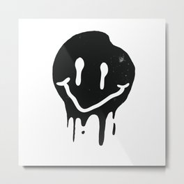 Funny black Smile Emojy Metal Print | Emoji, Graphicdesign, Gift Idea, Smile, Statement, Emoticon, Happy, Smilie, Retro, Vintage 