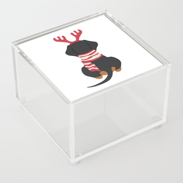 Christmas Dachshund Back Acrylic Box