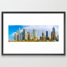 Dubai modern skyscrapers Corniche Framed Art Print