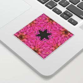 Pink Zinnia Kaleidoscope Mandala Sticker