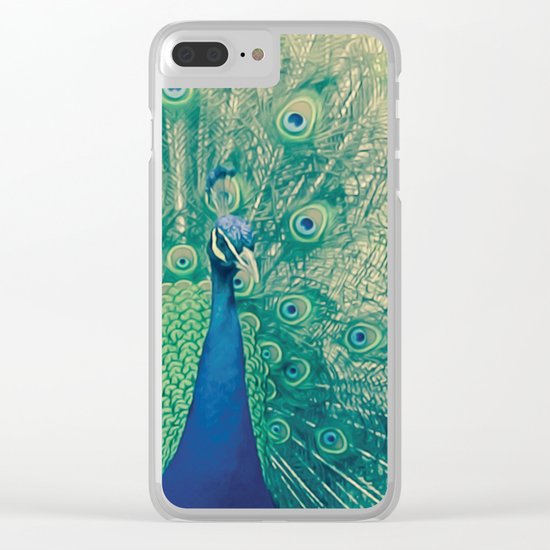 Peacock Spreading Feathers Clear iPhone Case