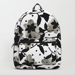 Modern abstract black  silver brushstrokes dots floral  Backpack