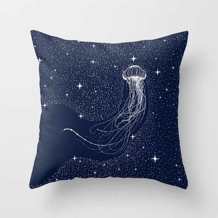 starry jellyfish Throw Pillow