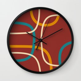 Abstract red mid century shapes Wall Clock