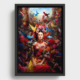 Frida Queen of the Hummingbirds Framed Canvas