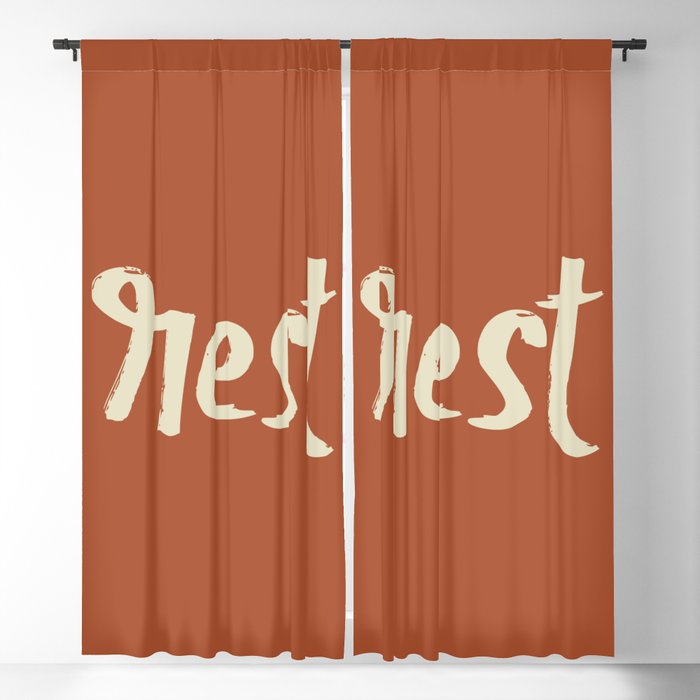 Rest Terracotta Typography Blackout Curtain