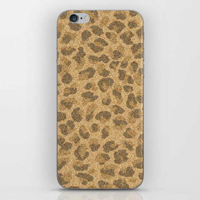 Leopard Print Glitter Gold iPhone Skin