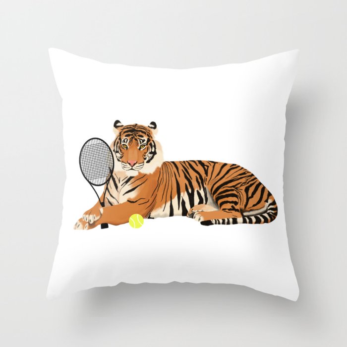 Tennis Tiger Throw Pillow