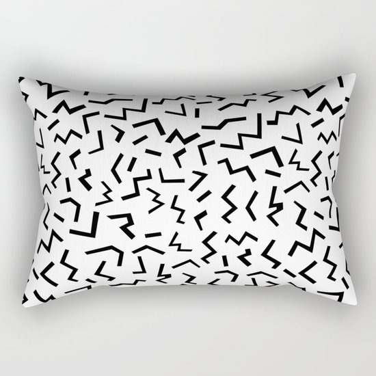 Maxie - black and white minimal modern abstract squiggle stripe dot lines geometric pattern urban Rectangular Pillow