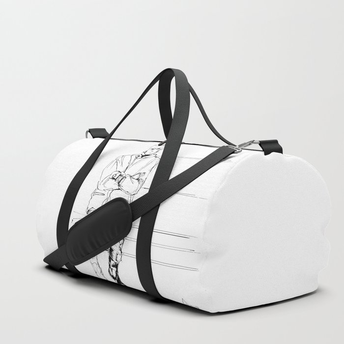 Man On A Bench Like A Comics Hero Duffle Bag By Vanyfair Society6