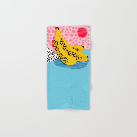 What It Is - memphis throwback banana fruit retro minimal pattern neon bright 1980s 80s style art Hand & Bath Towel