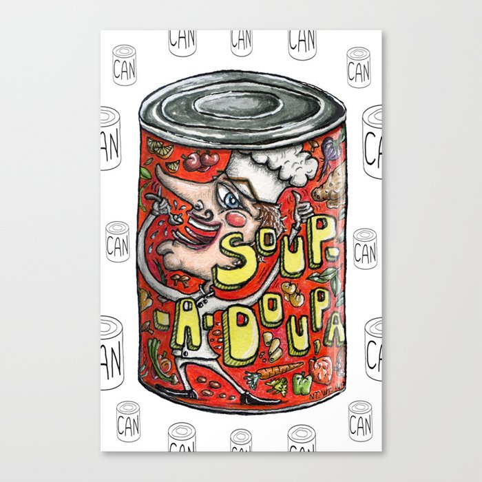 Vintage retro canned goods, Soup-A-Doupa soup! Canvas Print