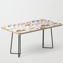 Watercolor forest mushroom illustration and plants Coffee Table