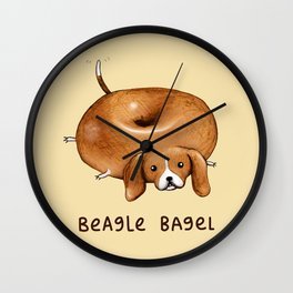 Beagle Bagel Wall Clock | Animal, Illustration, Beagle, Kawaii, Drawing, Cute, Pet, Punny, Pun, Puppy 