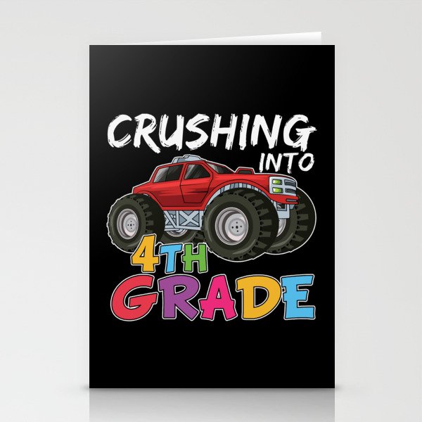 Crushing Into 4th Grade Monster Truck Stationery Cards