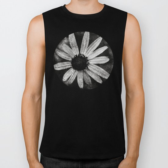 Flower in Black and white Biker Tank