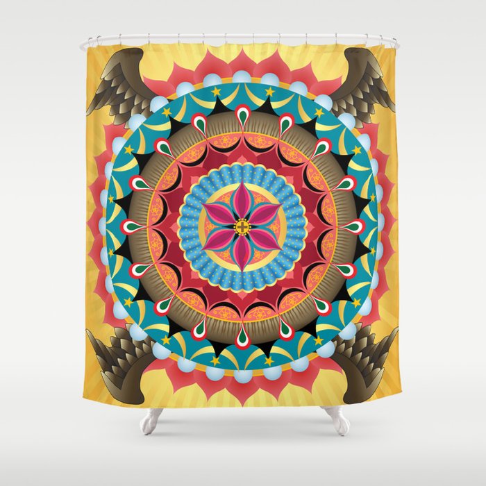 Virgin Of Guadalupe Mandala Shower Curtain By Evilkid