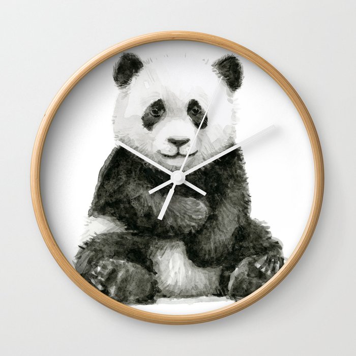 Panda Baby Watercolor Wall Clock