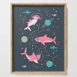 Pink Space Sharks Serving Tray