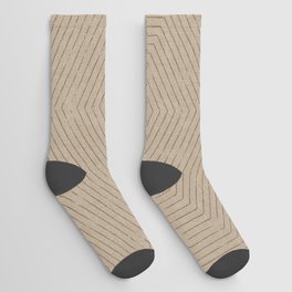 boho hexagon stripes - khaki Socks