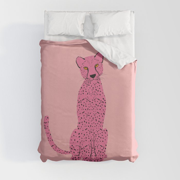 Preppy Aesthetic - Cute Pink Cheetah Duvet Cover