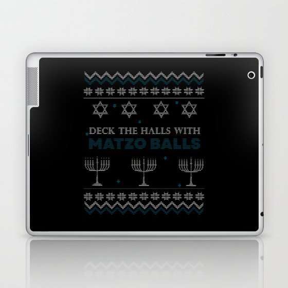 Hanukkah 2021 Menorah Deck Matzo Balls Ugly X-Mas Laptop & iPad Skin