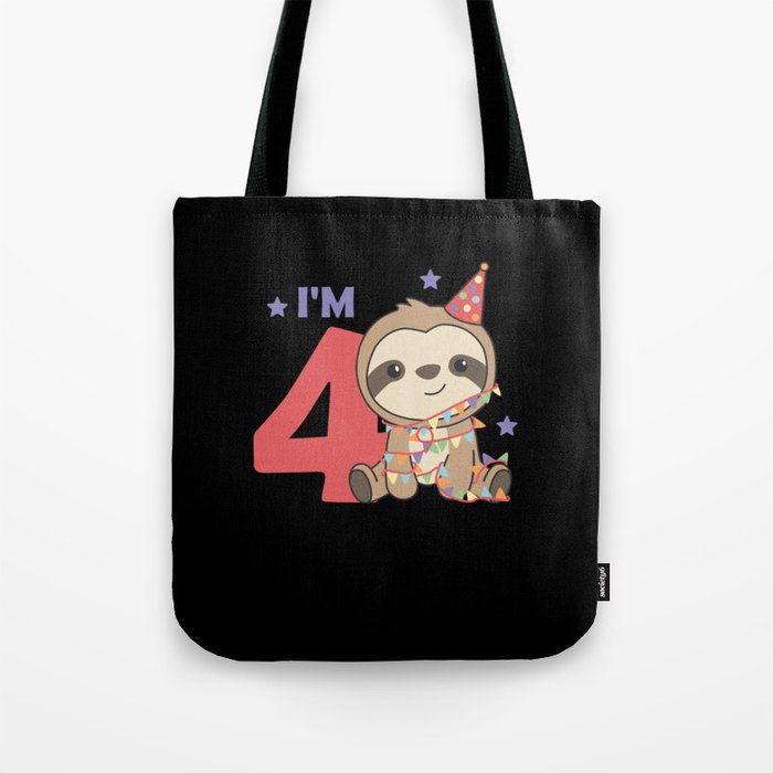 Fourth Birthday Sloth For Children 4 Years Tote Bag