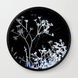 Frosted plant at cold winter day on black background #decor #society6 #buyart Wall Clock