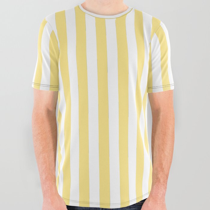Modern geometrical baby yellow white stripes pattern All Over Graphic Tee
