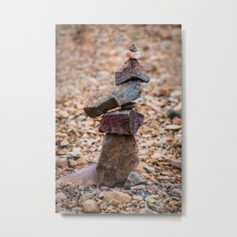 Color Photo of a Man-made Stack of Stones Metal Print