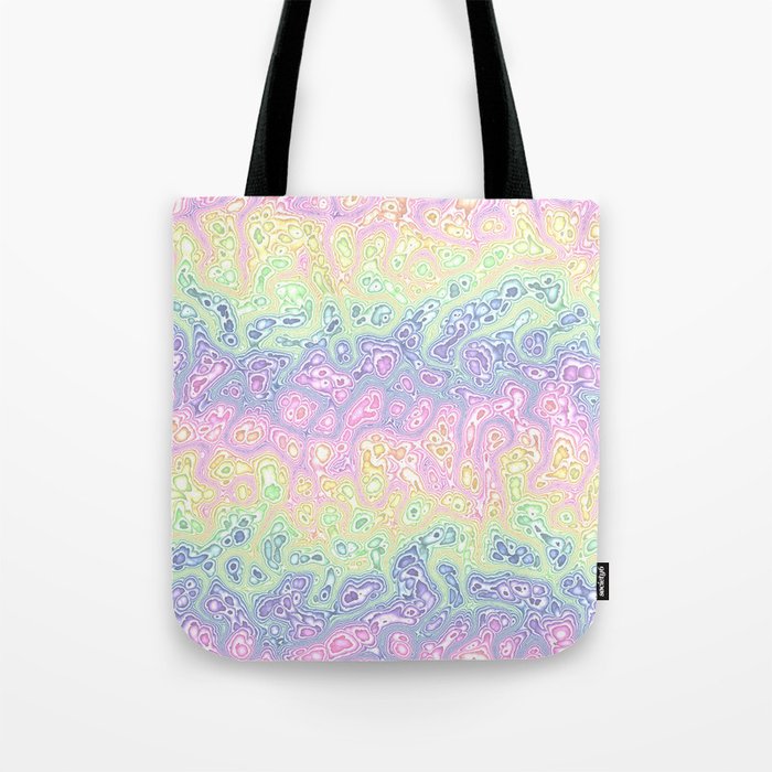 Trippy Funky Squiggly Pastel Rainbow Tote Bag