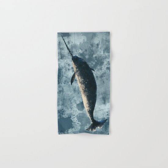 "Jackson the Narwhal" by Amber Marine ~ Art (c) 2015 Hand & Bath Towel
