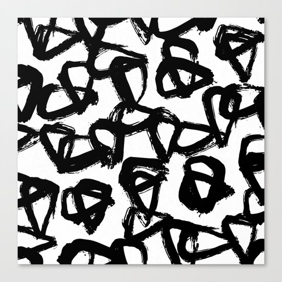 Painted Geometric Black and White Canvas Print