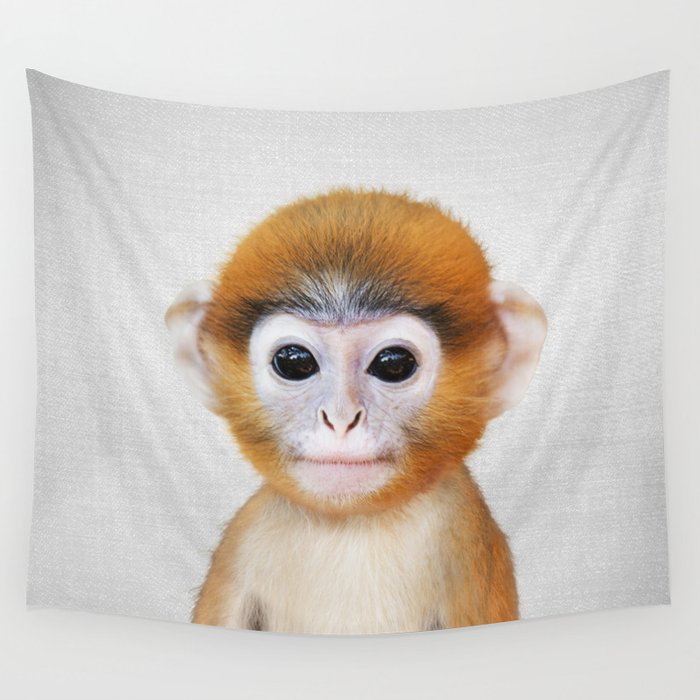 Baby Monkey - Colorful Wall Tapestry