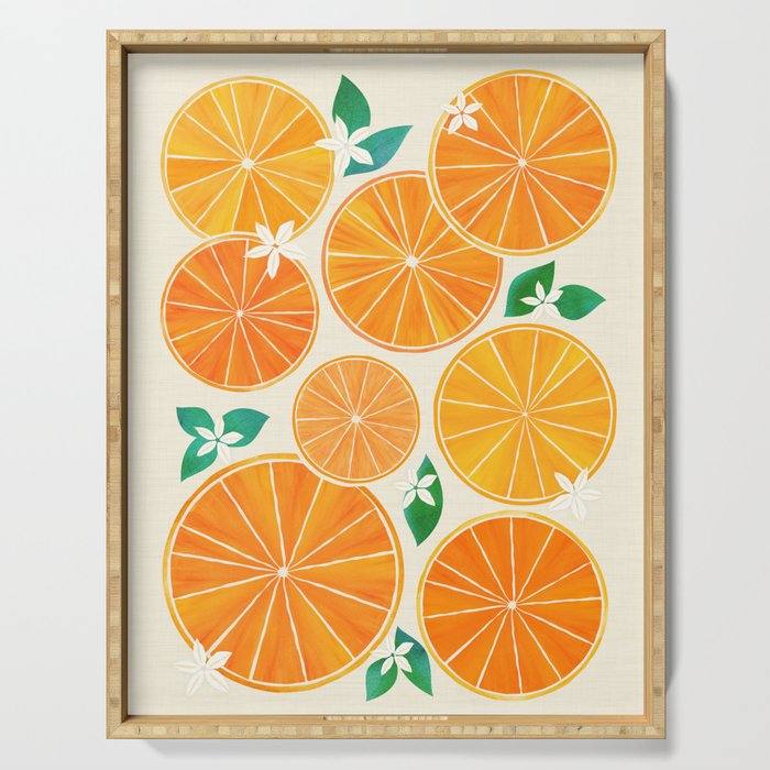 Orange Slices With Blossoms Serving Tray