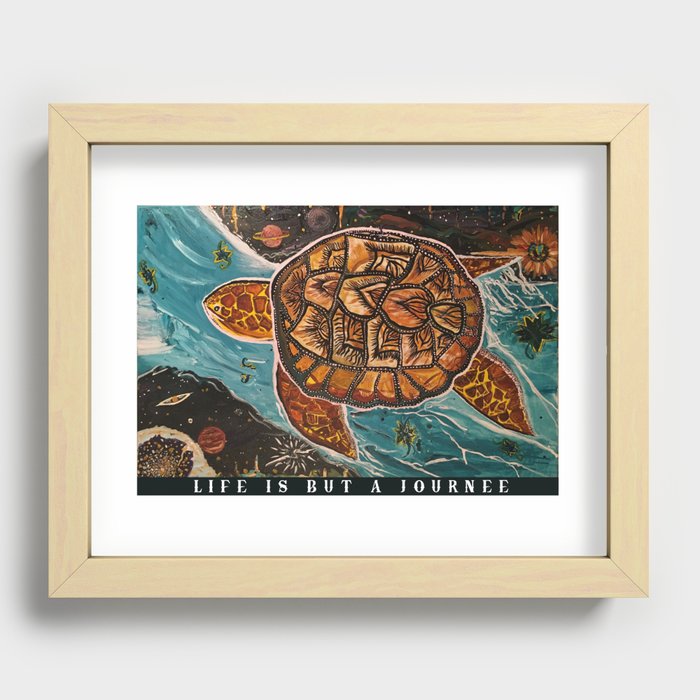 LIFE IS BUT A JOURNEE, TURTLE. BY JADE MOON Recessed Framed Print