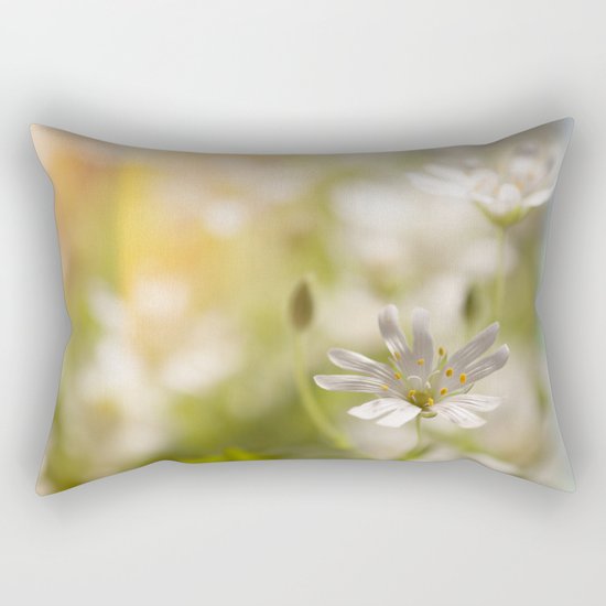 White tender Spring Flowers and blossoms on #Society6 Rectangular Pillow