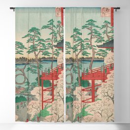 Spring Blossoms and Pond Ukiyo-e Japanese Art Blackout Curtain