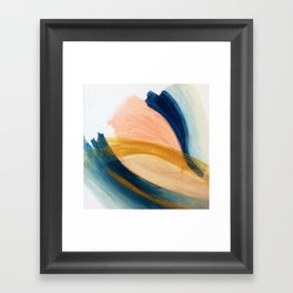 Slow as the Mississippi - Acrylic abstract with pink, blue, and brown Framed Art Print