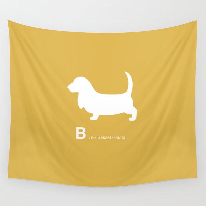 Basset Hound | Dogs series | Mustard Yellow Wall Tapestry