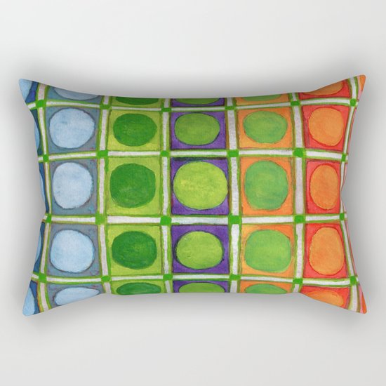 Beautiful Rainbow Colored Circles in a Grid Rectangular Pillow