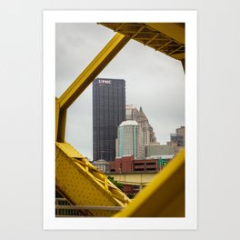 Pittsburgh City Skyline Architecture Bridge Print Art Print