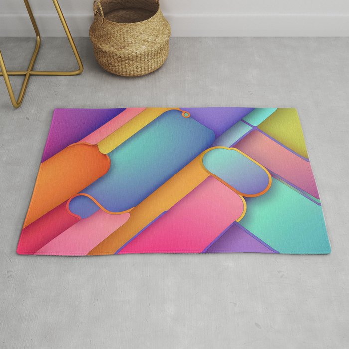 Unusual Hodgepodge of Colorful Shapes Rug