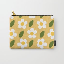 Little White Flowers Retro Modern Pattern Golden Yellow Carry-All Pouch