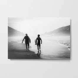 Surfers bond Metal Print | Surf, Photo, Black and White, Santacatarina, People, Morning, Brasil, Landscape, Dailydeviation, Surfer 