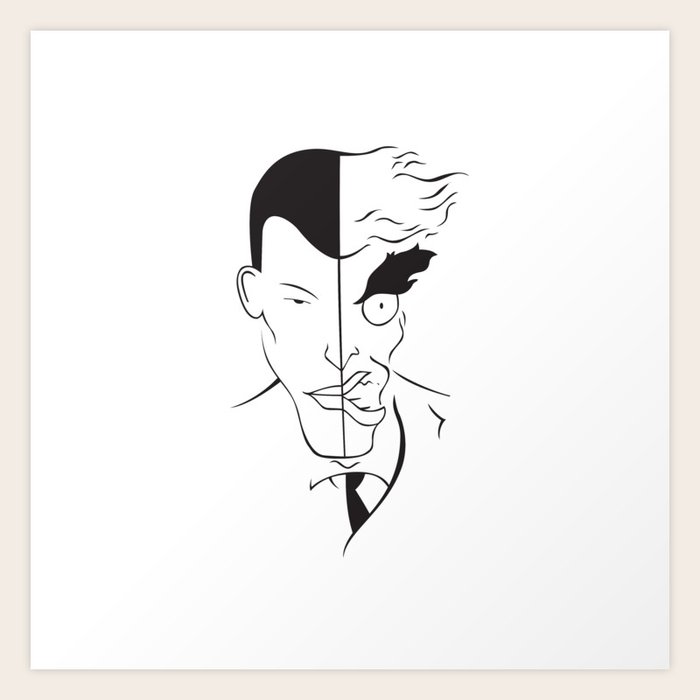 Two Face Minimalist Portrait Art Print By Mm Artdept Society6,Pixel Size Of Facebook Profile Picture